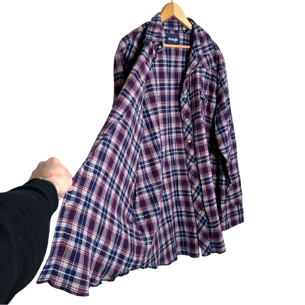 Vintage Wrangler Pearl Snap Western Flannel Shirt - Picture 4 of 7